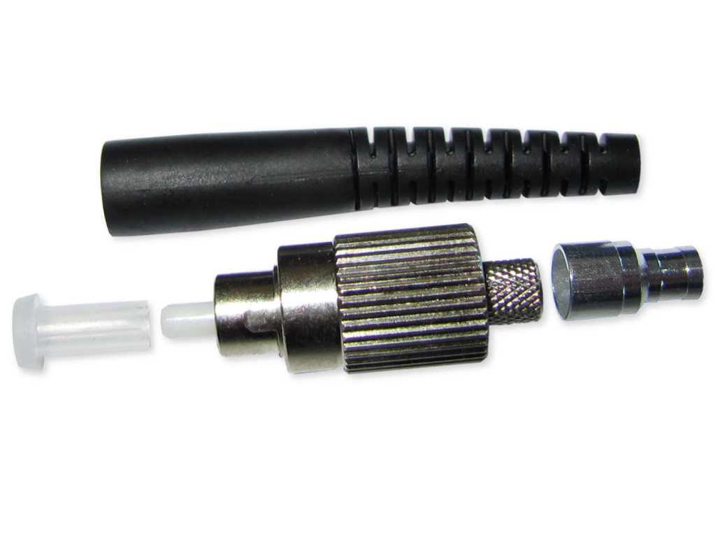 FC/PC simplex Stecker multimode für 3mm Kabel mit schwarzem Knickschutz