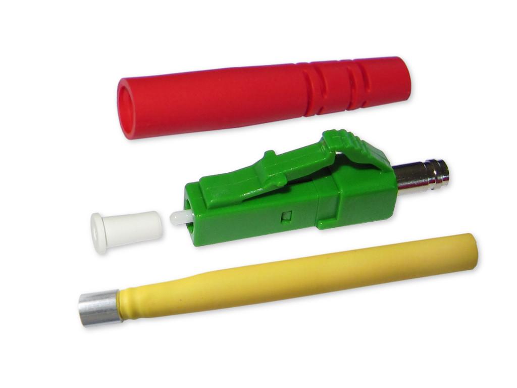 LC/APC simplex Stecker singlemode grün für 2mm Kabel mit rotem Knickschutz
