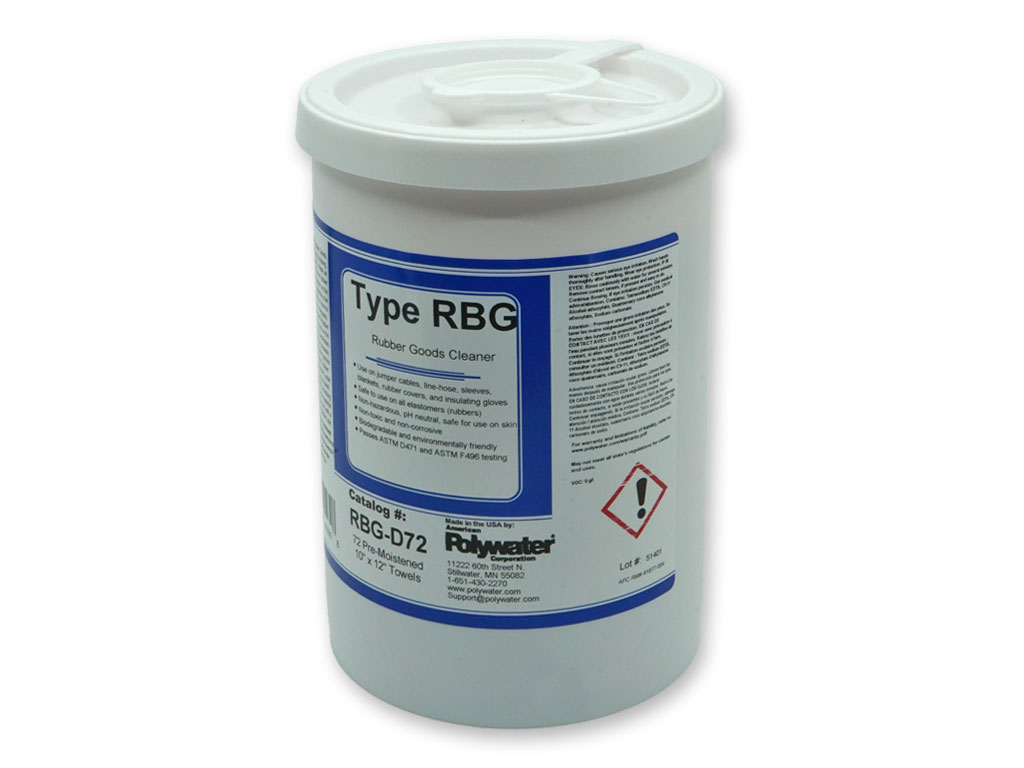 Polywater RGB-D72 Rubber Goods Cleaner Gummireiniger Spender mit 72 getränkten Tüchern