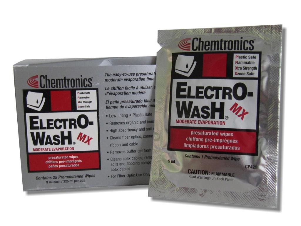 X-ELWASH-WIPEneu CP421 Electro-Wash getränkte Reinigungstücher zur LWL-Reinigung (25er Pack)