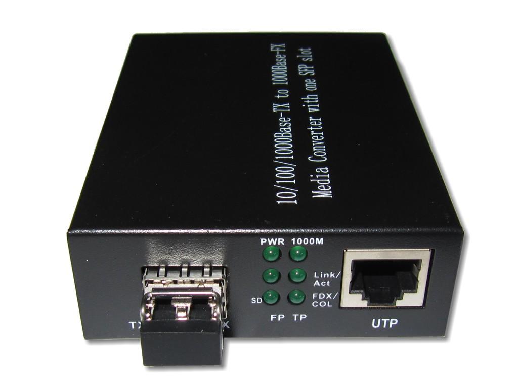 LWL Medienkonverter multimode 850nm 10/100/1000BaseTX zu 1000BaseFX, inkl. SFP Modul