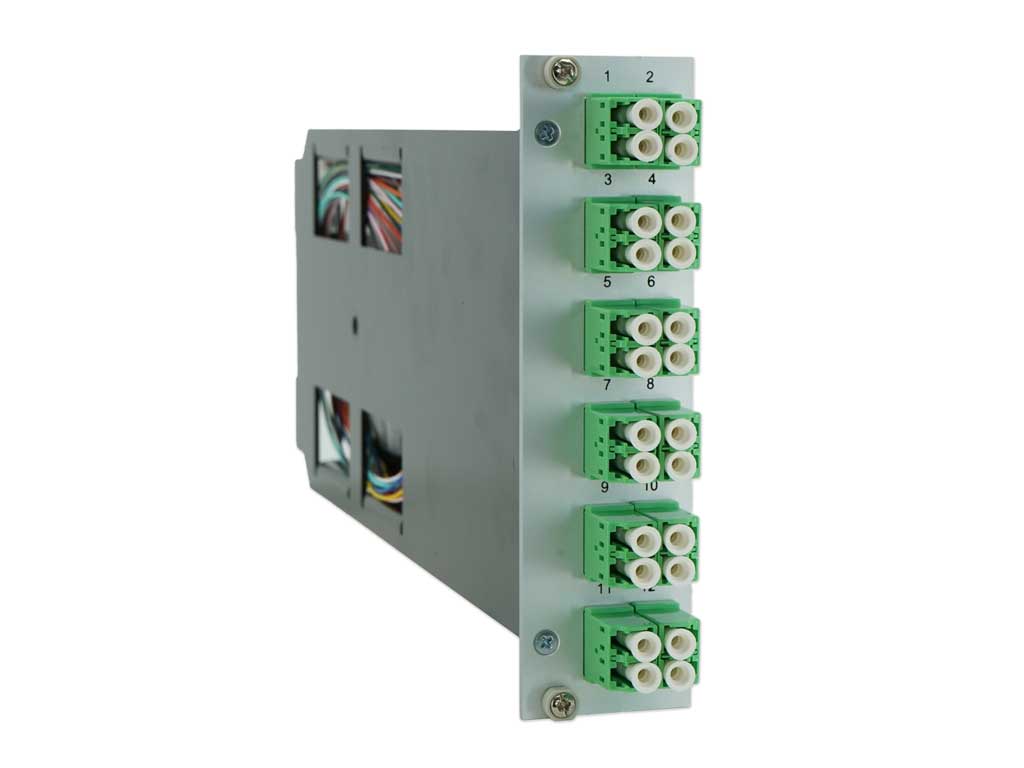 Moduleinschub 12x LC/APC duplex 9/125µm spleißfertig 3HE 7TE für Baugruppenträger