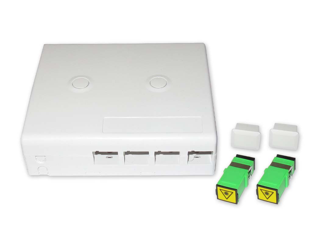 FDO-F4S-2SA-lwl-ftth-dose-2-sc-apc-simplex-mit-shutter LWL FTTH Anschlussdose + 2 x SC APC simplex Kupplung mit Shutter