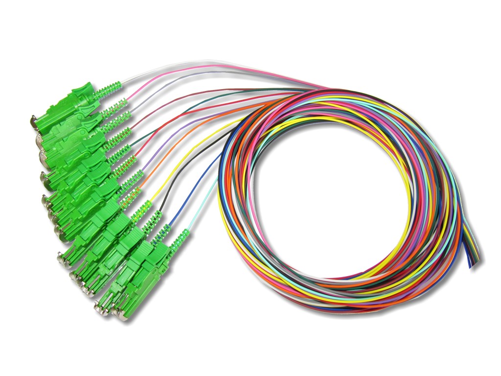 FPT-EAH-9F-E2000-APC-Pigtail-Huber-Suhner-12-farbig E2000 APC LWL Pigtail 9/125µm OS2, Set 12-farbig Huber Suhner