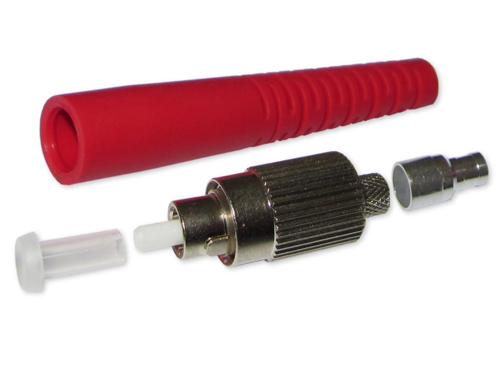 FC/PC simplex LWL Stecker singlemode für 3mm Kabel mit rotem Knickschutz