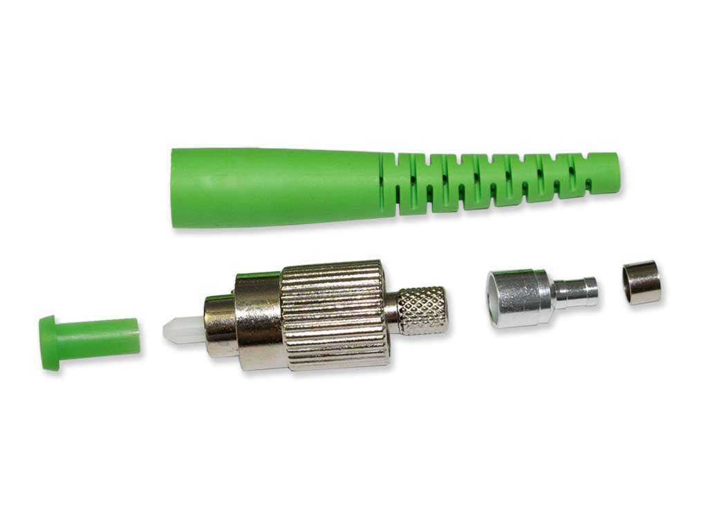 FC/APC LWL Stecker singlemode 2mm mit grünem Knickschutz