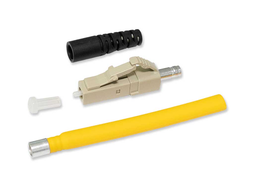 LC simplex Stecker multimode 2mm mit schwarzem Knickschutz LC simplex Stecker multimode 2mm mit schwarzem Knickschutz