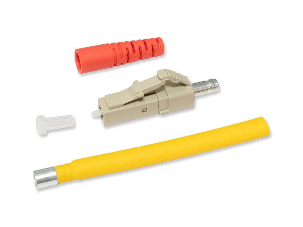 LC simplex Stecker multimode 2mm mit rotem Knickschutz LC simplex Stecker multimode 2mm mit rotem Knickschutz