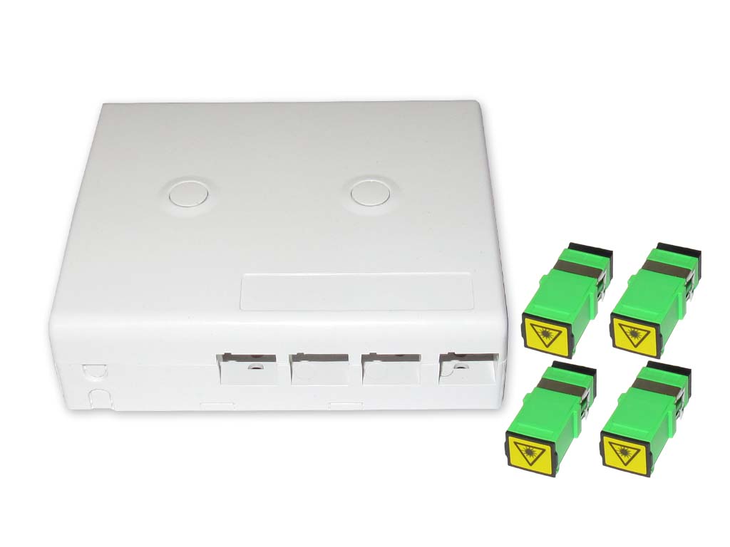 FDO-F4S-4SA-lwl-ftth-dose-4-sc-apc-simplex-mit-shutter LWL FTTH Anschlussdose + 4 x SC APC simplex Kupplung mit Shutter