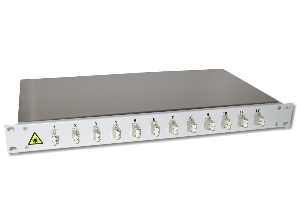 FPF-12LCD-12M2 19" LWL Spleißbox 1HE mit 12 LC duplex multimode Kupplungen beige bestückt