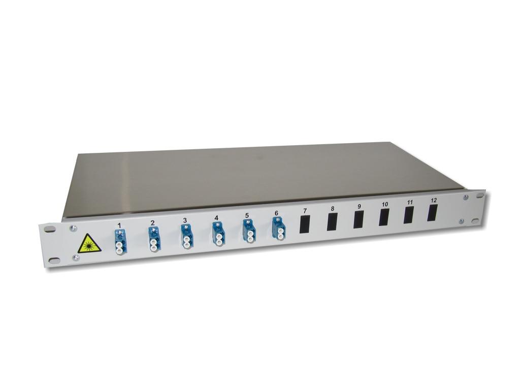 FPF-12LCD6-S-19-LWL-Spleissbox-6-LC-duplex-OS2yaH35SuHlQlx5 19" LWL Patchpanel 1HE 6xLC-duplex 9/125µm OS2 komplett spleißfertig mit Kupplungen und Pigtails bestückt