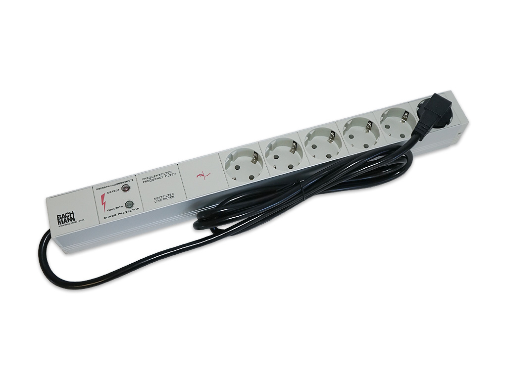 Bachmann 6-fach Steckdosenleiste 19" mit Überspannungsschutz Netzfilter 333.402