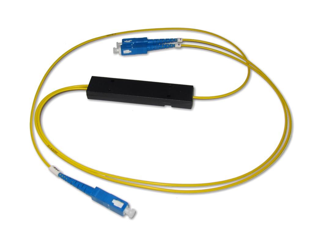 PLC Splitter 1x2  9/125µm G657A1 beidseitig 0,5m 2.0mm Kabel mit SC/PC Stecker