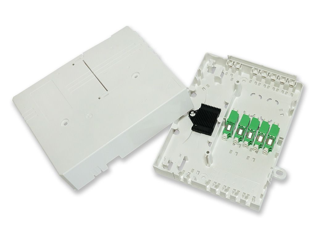 LWL FTTH Wandverteiler IP20 für 12 Spleiße und 5x SC duplex / LC quad ...