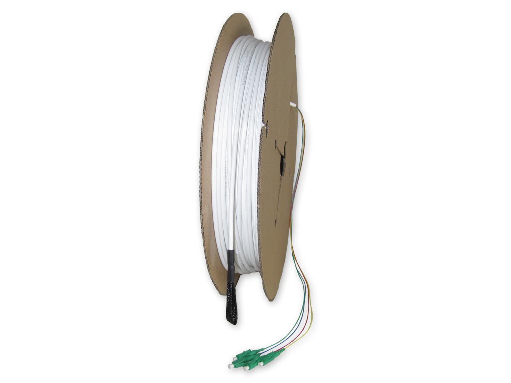 FTTH Dropkabel auf Spule mit 4x LC/APC konfektionert